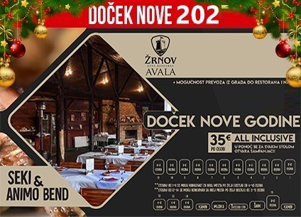 Etno restoran Žrnov Avala doček Nove godine 2026 Beograd